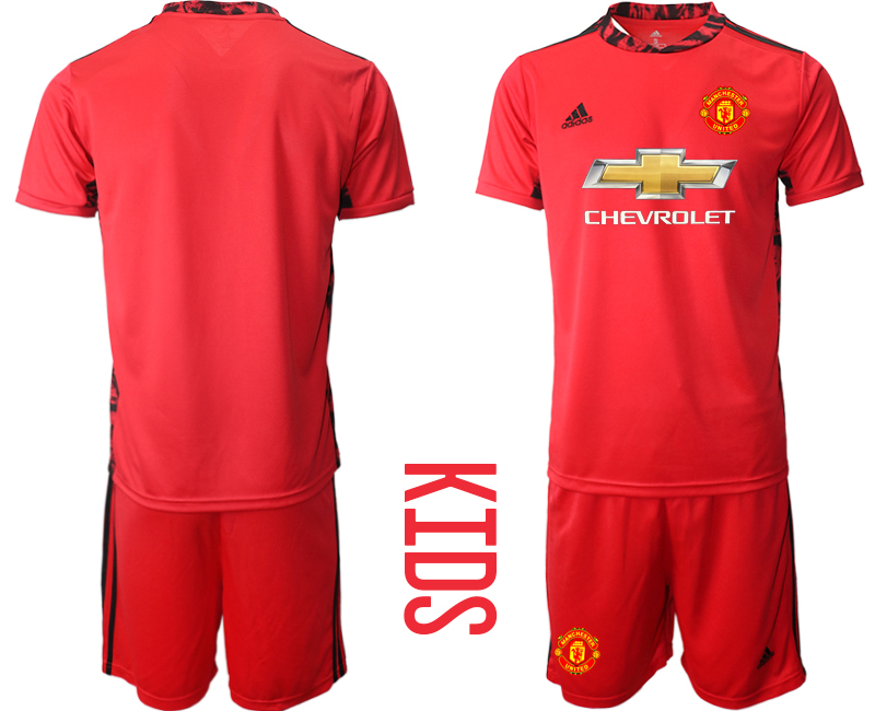 Youth 2020-2021 club Manchester United red goalkeeper blank Soccer Jerseys